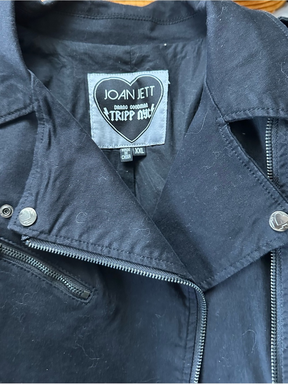 Tripp NYC Black Joan Jett Signature Moto Jean Jacket